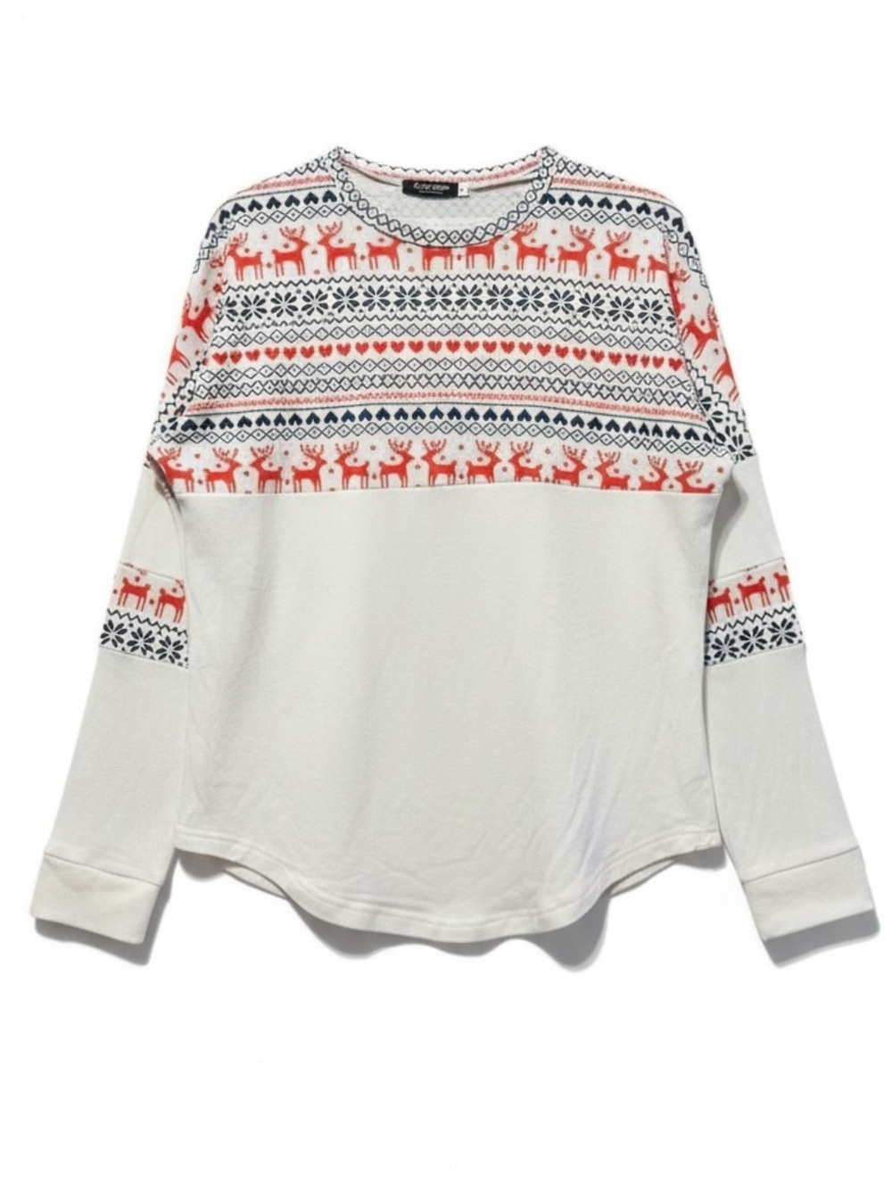 Camisa Fair Isle Reindeer Knit Top – XL